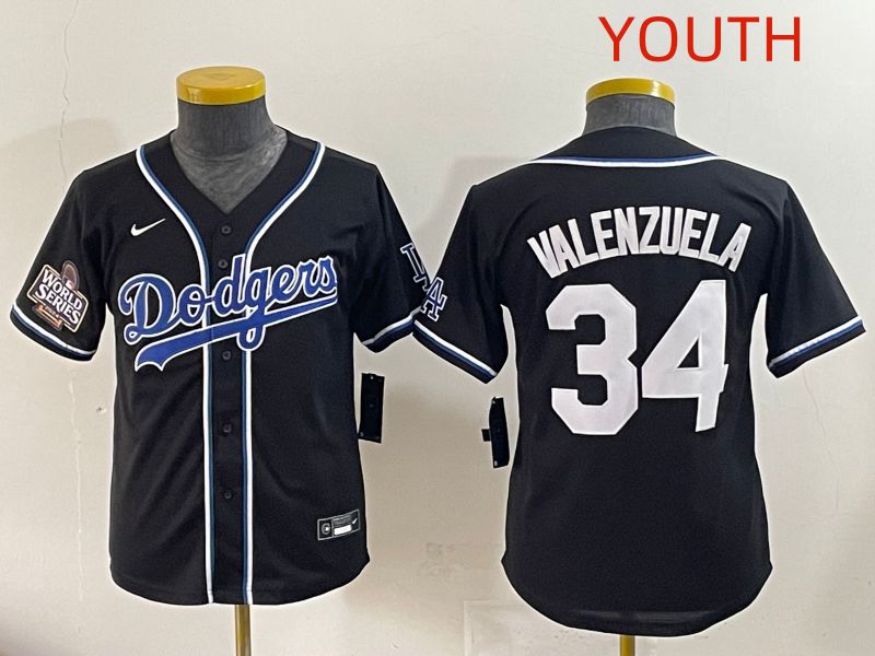 Youth 2025 Los Angeles Dodgers 34 Valenzuela Black Three generations Fashion Nike MLB Jersey style 6